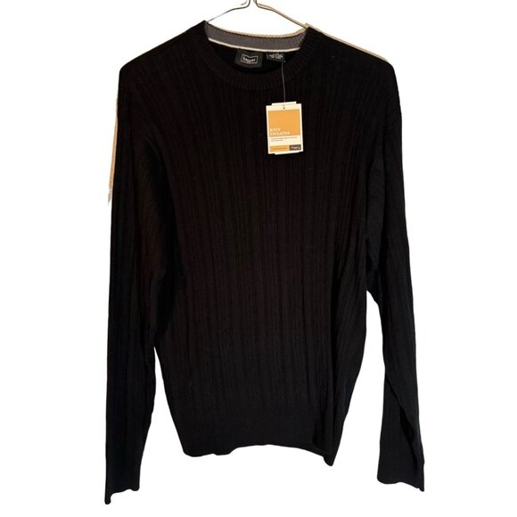 Haggar Men's Black Ribbed Crewneck Sweater XL NWT - Picture 3 of 12